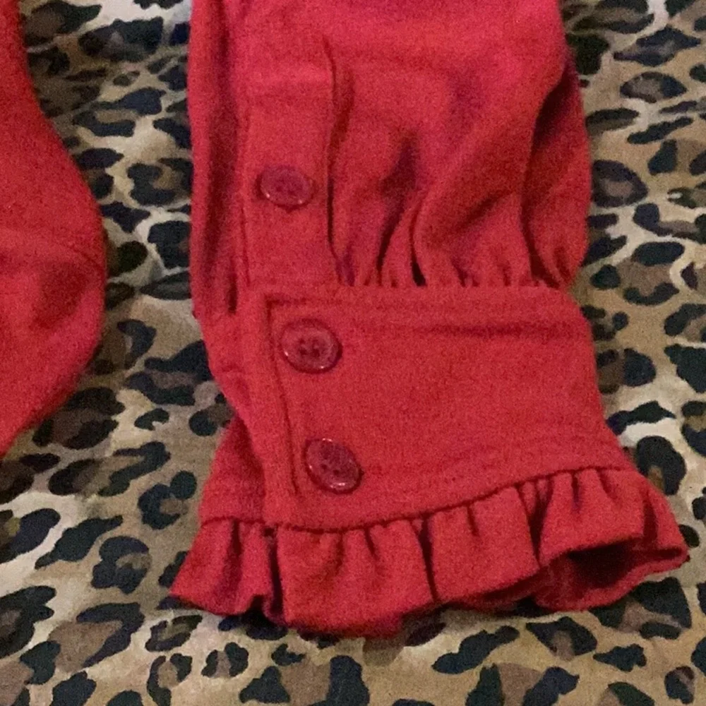 Diane von Furstenberg Deep Red Wrap Dress w/ Ruffles & Slightly Puffed Sleeves